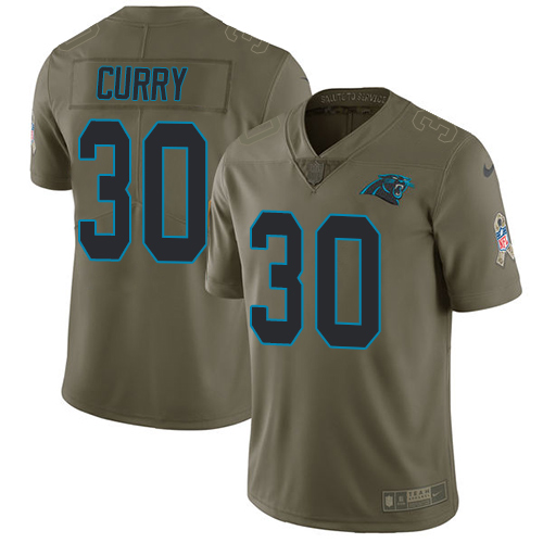 Nike Panthers #30 Stephen Curry Olive Men's Stitched NFL Limited Salute To Service Jersey